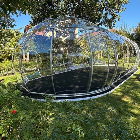 Igloo Terace Astreea Max panoramic modular, Policarbonat, panorama 360° complet aluminiu, 2 usi glisante, 4 dimensiuni
