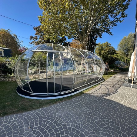 Igloo Terace Astreea Max panoramic modular, Policarbonat, panorama 360° complet aluminiu, 2 usi glisante, 4 dimensiuni