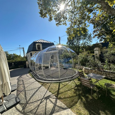 Igloo Terace Astreea Max panoramic modular, Policarbonat, panorama 360° complet aluminiu, 2 usi glisante, 4 dimensiuni