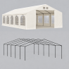 Cort, pavilion, 5x10 m, crem deschis, 10 ferestre + 2 intrari, cadru otel galvanizat, material PE 240g/m2, rezistent la UV, apa