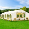 Cort, pavilion, 6x12 m, crem deschis, 12 ferestre + 2 intrari, cadru otel galvanizat, material PE 240g/m2, rezistent la UV, apa