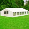 Cort, pavilion, 6x12 m, crem deschis, 12 ferestre + 2 intrari, cadru otel galvanizat, material PE 240g/m2, rezistent la UV, apa