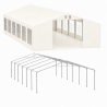 Cort, pavilion, 6x12 m, crem deschis, 12 ferestre + 2 intrari, cadru otel galvanizat, material PE 240g/m2, rezistent la UV, apa