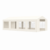 Cort, pavilion, crem deschis, 4x8 m, 8 ferestre + 2 intrari, cadru otel galvanizat, material PE 240 g/m2, rezistent la UV, apa