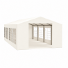 Cort, pavilion, crem deschis, 4x8 m, 8 ferestre + 2 intrari, cadru otel galvanizat, material PE 240 g/m2, rezistent la UV, apa