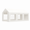 Cort, pavilion, crem deschis, 3x6 m, 6 ferestre + 2 intrari, cadru otel galvanizat, material PE 240 g/m2, rezistent la UV, apa