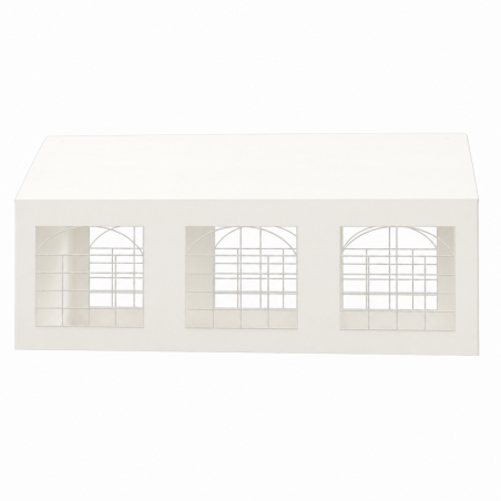 Cort, pavilion, crem deschis, 3x6 m, 6 ferestre + 2 intrari, cadru otel galvanizat, material PE 240 g/m2, rezistent la UV, apa