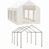 Cort, pavilion, crem deschis, 3x6 m, 6 ferestre + 2 intrari, cadru otel galvanizat, material PE 240 g/m2, rezistent la UV, apa