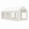 Cort, pavilion, crem deschis, 3x6 m, 6 ferestre + 2 intrari, cadru otel galvanizat, material PE 240 g/m2, rezistent la UV, apa