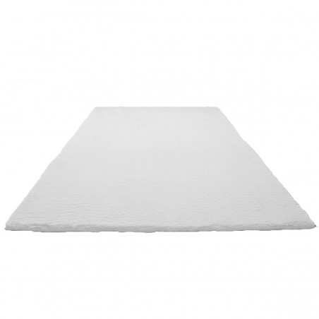 Covor Plusat, EGO-Rabbit, White, 3 cm grosime, spate Anti-Derapant, 120x170 cm, microfibra de matase