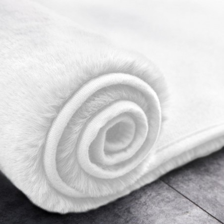 Covor Plusat, EGO-Rabbit, White, 3 cm grosime, spate Anti-Derapant, 120x170 cm, microfibra de matase