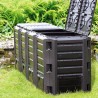 Pubela de compost cu 4 compartimente, 1600 L, 261x72x83 cm, Negru, Ego