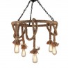 Lustra EGO Chandelier Rope, 5 socluri, E27, Negru/Bej, 220V, cablu textil tip franghie