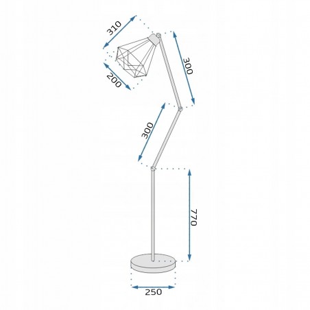 Lampadar Ego Reno, E27, 173 cm, Negru, 230V, reglabil