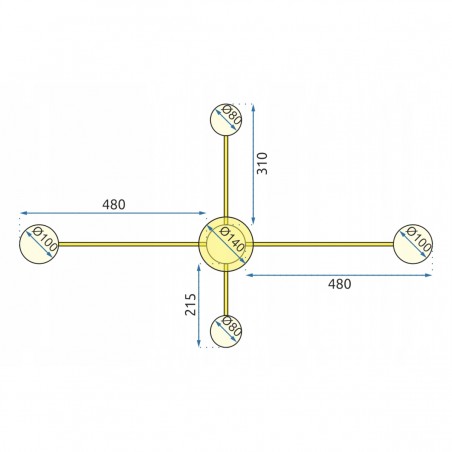 Lustra EGO Pajak Gold, LED, dimabila, telecomanda, 4 socluri, Auriu, 265V, control de la distanta