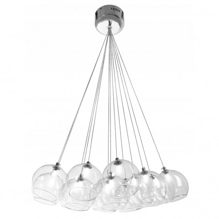 Lustra EGO Kule Balloons, 13 socluri, G4, Crom, transparent, 230V, globuri din sticla