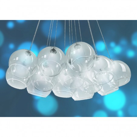 Lustra EGO Kule Balloons, 13 socluri, G4, Crom, transparent, 230V, globuri din sticla