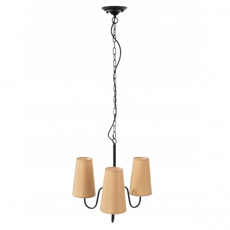 Lustra EGO Chandelier Retro, 3 socluri, E14, Negru/Bej, lampi din plastic