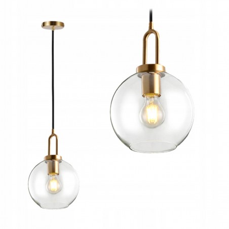 Pendul din sticla, EGO Ball Gold, diametru abajur 20 cm, E27, Auriu, 230V, design unic