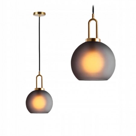 Pendul din sticla mata, EGO Ball Gold Mate Grey, diametru abajur 25 cm, E27, Auriu/Gri, 230V, design unic