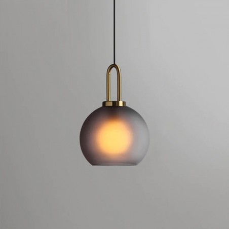 Pendul din sticla mata, EGO Ball Gold Mate Grey, diametru abajur 25 cm, E27, Auriu/Gri, 230V, design unic