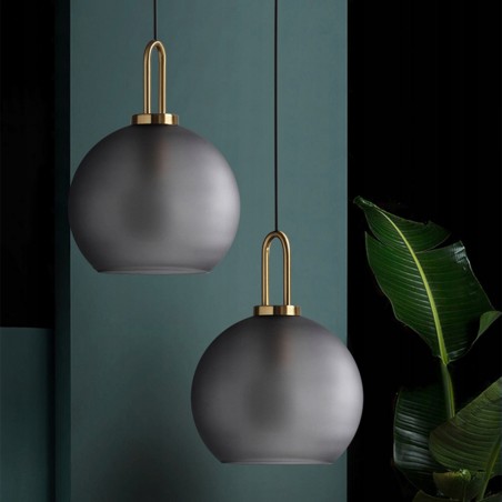 Pendul din sticla mata, EGO Ball Gold Mate Grey, diametru abajur 25 cm, E27, Auriu/Gri, 230V, design unic