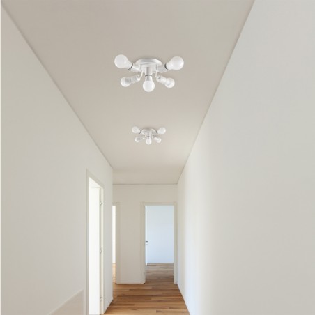 Plafoniera EGO Reflektor Metal Line Round White, 5 socluri, E27, Alb, 230V, suport de tavan reglabil prin rotire