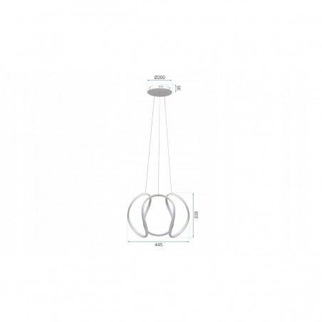 Lustra EGO Ring Irregular, diametru abajur 44.5 cm, LED, 60W, dimabila, telecomanda, Negru, 230V, control de la distanta