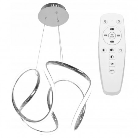 Lustra EGO Ring Irregular, diametru abajur 44.5 cm, LED, 60W, dimabila, telecomanda, Crom, 230V, control de la distanta