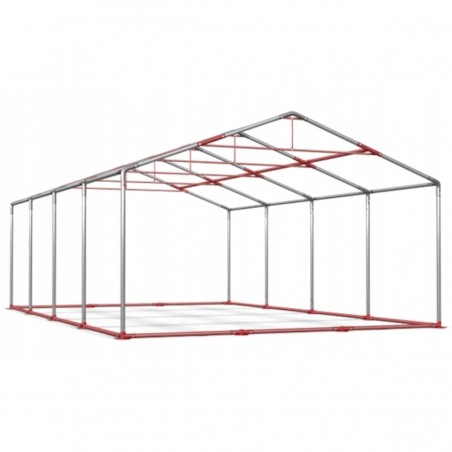 Cort profesional, Alb, 6x12 m, 12 ferestre + 2 intrari, cadru ranforsat din otel galvanizat, material PVC 560g/m2, impermeabil