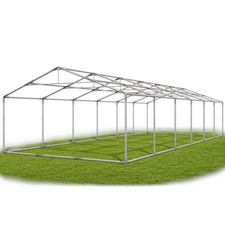 Cort profesional, Alb, 6x12 m, 12 ferestre + 2 intrari, cadru ranforsat din otel galvanizat, material PVC 560g/m2, impermeabil