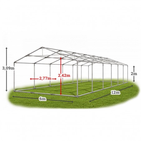 Pavilion Cort , 6x12 m, Super Profesional, Cadru metalic extra Ranforsat, 12 ferestre laterale, Petreceri, Nunti, Evenimente