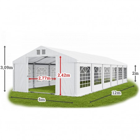 Pavilion Cort , 6x12 m, Super Profesional, Cadru metalic extra Ranforsat, 12 ferestre laterale, Petreceri, Nunti, Evenimente