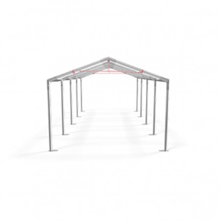 Cort pavilion, Alb, 6x12 m, 12 ferestre + 2 intrari, cadru din otel galvanizat, material PVC 240g/m2, impermeabil