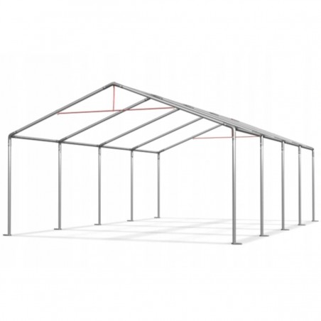 Cort, pavilion, 5x10 m, Alb, 10 ferestre + 2 intrari, cadru din otel galvanizat, material PE 240g/m2, rezistent la UV si apa