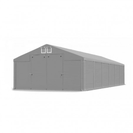 Cort industrial tip hala, magazie depozitare 6x12 m, structura rezistenta, material PVC 560 g/m2, Gri