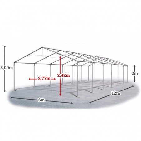 Cort industrial tip hala, magazie depozitare 6x12 m, structura rezistenta profesionala, material PVC 560 g/m2, Alb