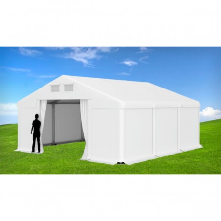 Cort industrial tip hala, magazie depozitare 6x12 m, cadru ranforsat din otel, material PVC 560 g/m2, Alb