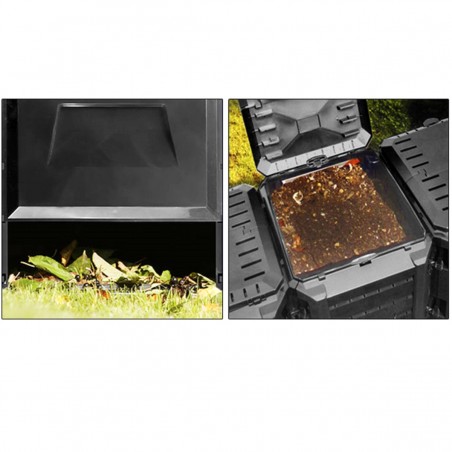 Pubela de compost, 380 L, 72x72x83 cm, Negru, Ego