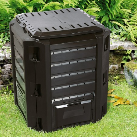 Pubela de compost, 380 L, 72x72x83 cm, Negru, Ego